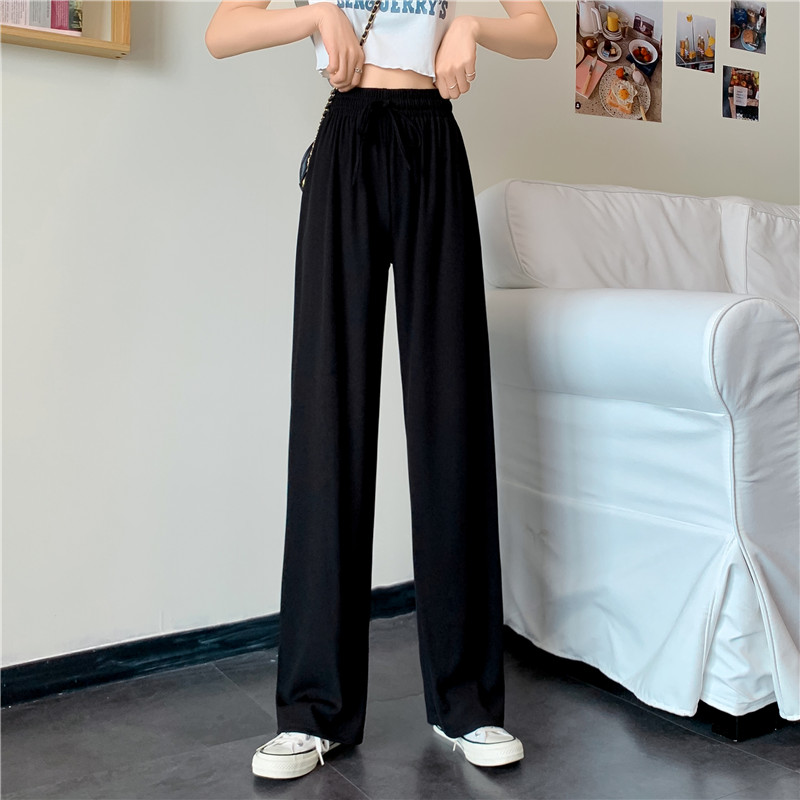 Real price ~ 2021 new loose high waist drop feeling floor dragging wide leg pants show thin knitted casual pants