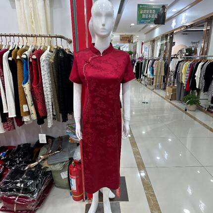 高贵年轻喜妈妈婚宴礼服修身显瘦旗袍醋酸提花喜婆婆敬酒连衣裙