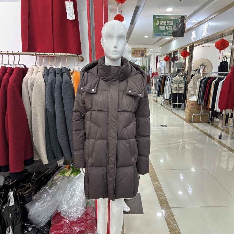 冬季女装加厚白鸭绒中长款羽绒服