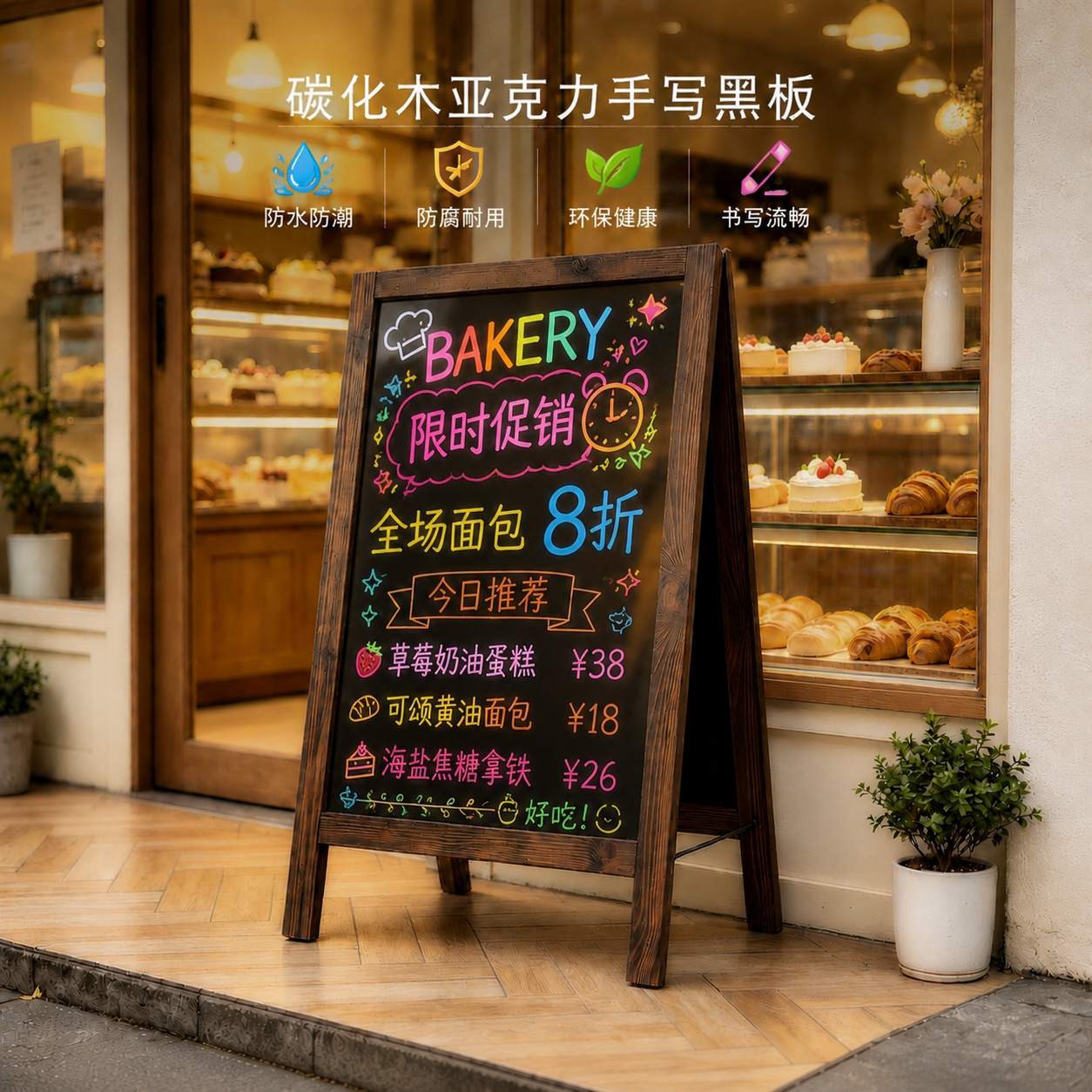 户外防水防腐双面实木A字展架图片