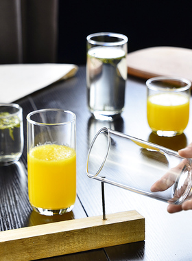 耐摔家用钢化玻璃杯子透明喝水杯直身圆茶杯小商用酒店直筒啤酒杯