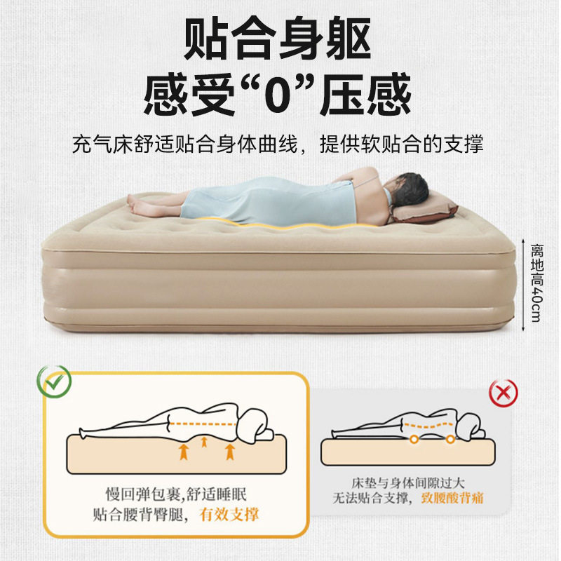 户外精致露营双人充气床便携式加高自动充气床垫40厘米加厚帐篷i.