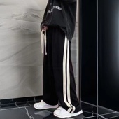 长裤 运动卫裤 潮学生侧边条纹阔腿裤 港风潮流百搭直筒裤 子男春秋季