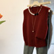 小香风红色重工钉珠蝴蝶结马甲针织衫 女早春外搭叠穿毛衣背心上衣