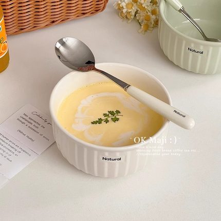 ins个人专用汤碗沙拉碗酸奶碗带勺陶瓷小碗家用餐具燕麦早餐碗
