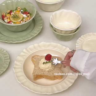高级感ins奶油风餐盘碗碟陶瓷餐具盘子家用菜盘早餐盘水果甜品盘