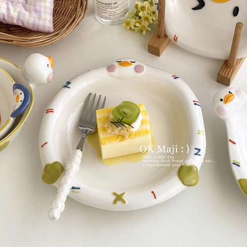 沙拉盘子陶瓷浮雕家用餐具套装