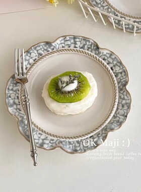 法式餐盘创意餐具花边盘子高级感下午茶点心盘陶瓷蛋糕碟甜品盘