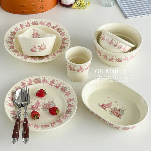 釉下彩可爱姜饼人圣诞陶瓷餐具