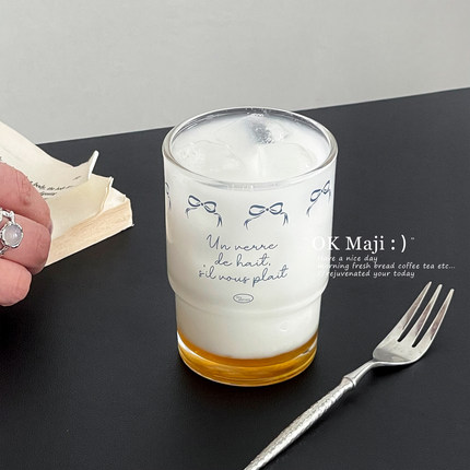 单层玻璃杯ins风饮料杯子果汁杯透明水杯高颜值早餐牛奶杯咖啡杯