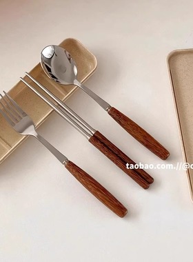 筷勺不锈钢筷子勺子叉子套装学生便携餐具三件套日式筷子勺子个人