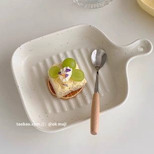 吐司早餐盘烤箱用烤盘菜盘泼墨餐具陶瓷手柄盘水果盘餐盘西餐盘子