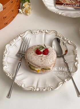 高颜值水果甜品餐盘西餐盘子高级感陶瓷中古风牛排餐具菜盘子家用