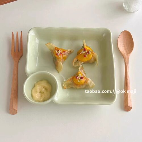 饺子盘陶瓷带醋碟高级感ins风