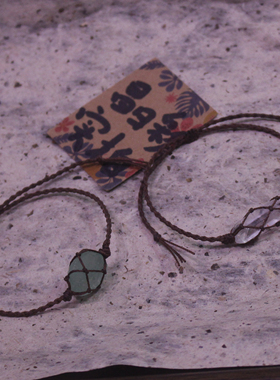 【素绳】小众纯天然白水晶绿萤石原始简约手工编绳手绳子男女闺蜜