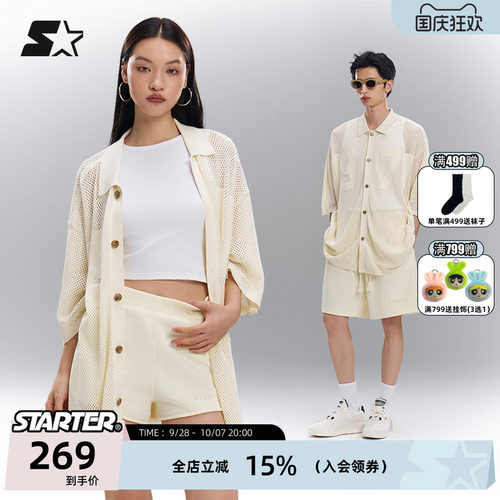 STARTER针织衬衫男女夏季老钱风