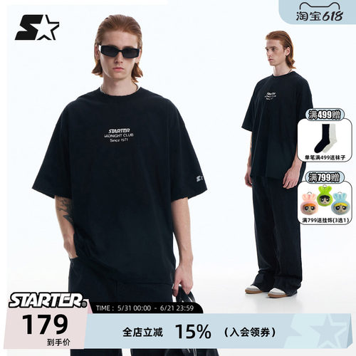 STARTER短袖T恤男女美式做旧上衣