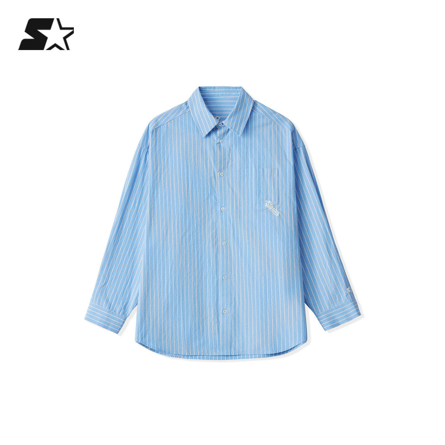 STARTER长袖衬衫2026春季新款男女同款纯棉百搭休闲蓝色条纹衬衫