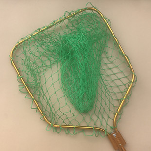 金色圆管铝合金杆方形大物抄网 2米两节伸缩外锁螺蛳青捞网兜竿子