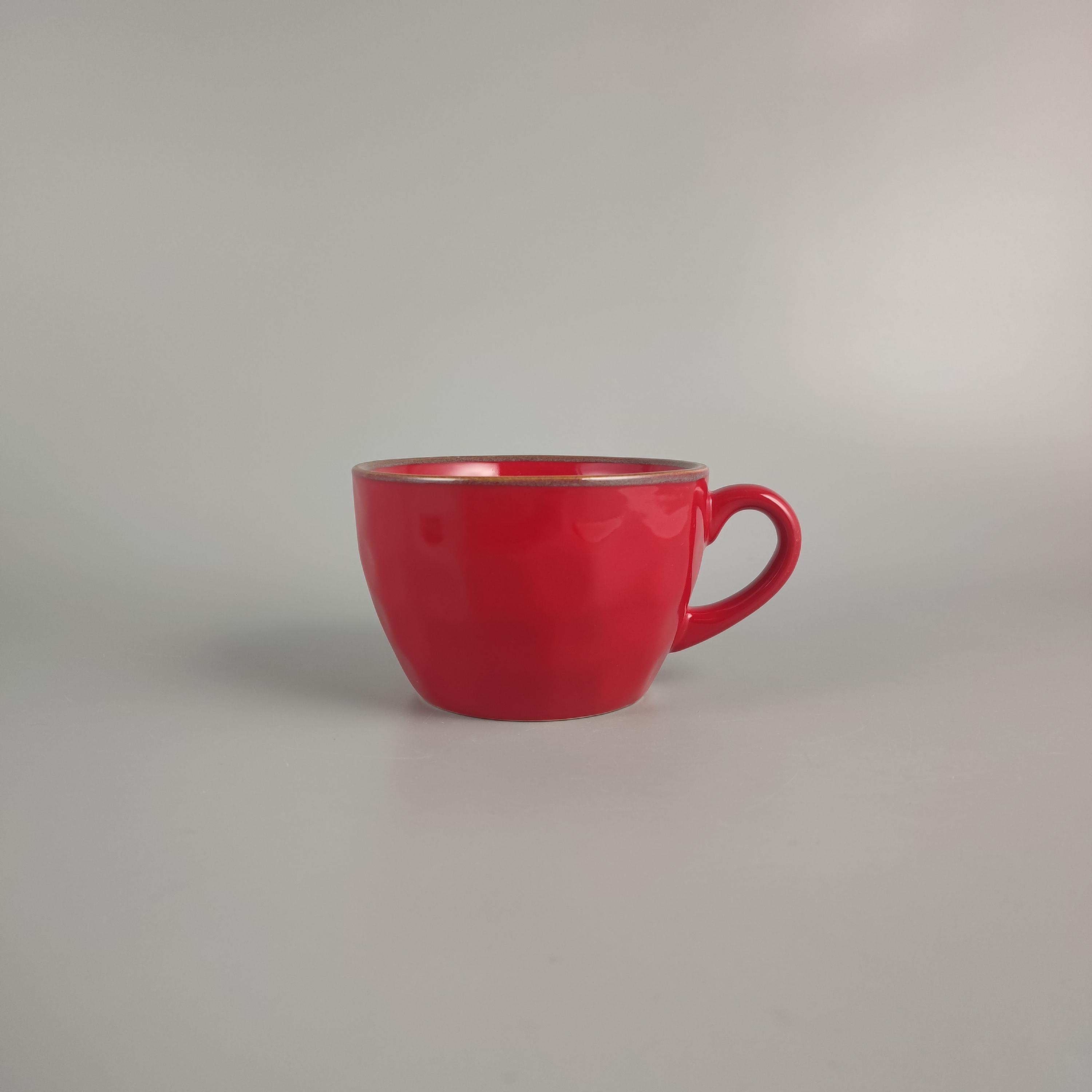 陶瓷复古红色马克杯咖啡杯