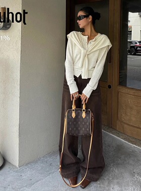 uhot/诱货花/白色烫钻披肩羊毛开衫秋冬质感穿搭25新款 UWWW3Z161