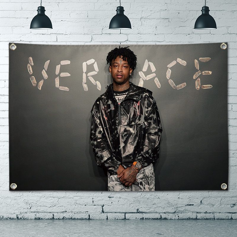 21savage嘻哈说唱摇滚背景布