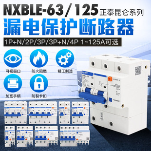 100A 正泰 4P家用漏保空开10A 漏电保护器NXBLE