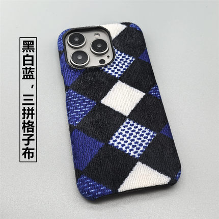 小猴子原创小众三拼格子灯芯绒适用于OPPOFindX9/X8S+/X7Ulrta/X6手机壳男Reno15/14/13/12/11/10/9/pro+硬壳