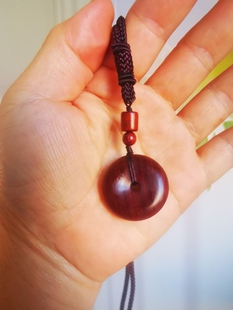 红心老桃木雷击木平安扣饰品女士男士吊坠项链本命年