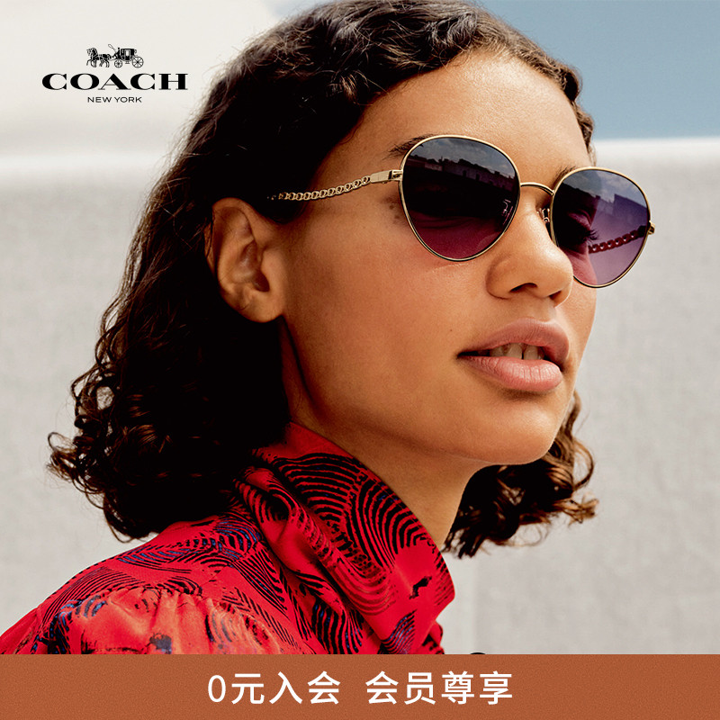 COACH/蔻驰 时尚经典女款金属太阳镜墨镜 0HC7114