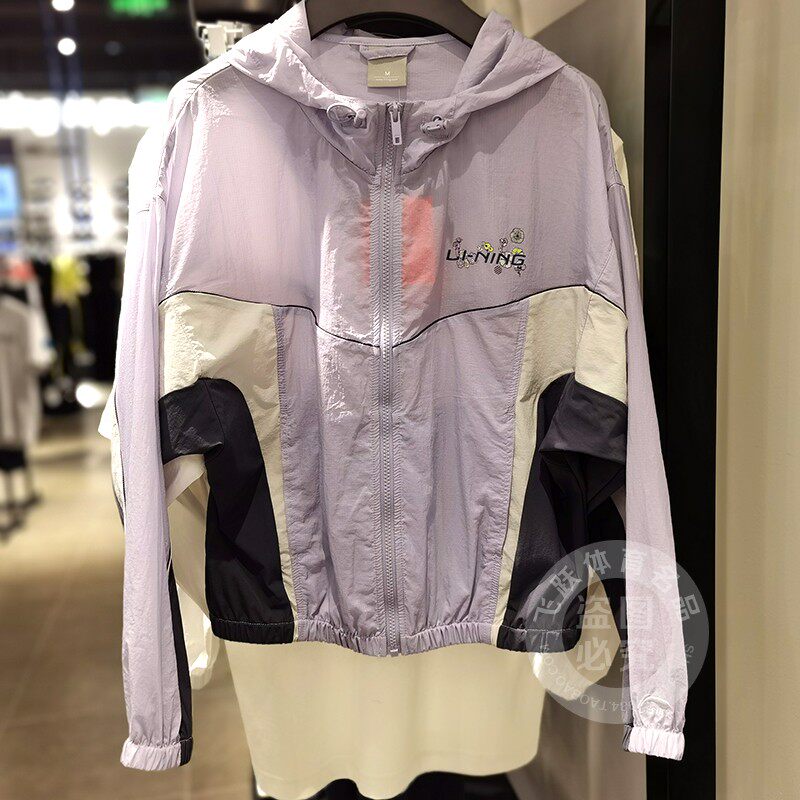 李宁女透气潮流连帽宽松休闲风衣
