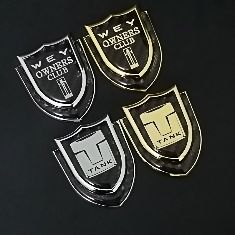 魏派坦克300改装盾牌WEY碳纤维金属车标VV5 6 7 P8车身侧标装饰贴