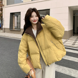 【现货】数据好短款撞色白鸭绒羽绒服P235-K358，女装羽绒服，浙宝128A