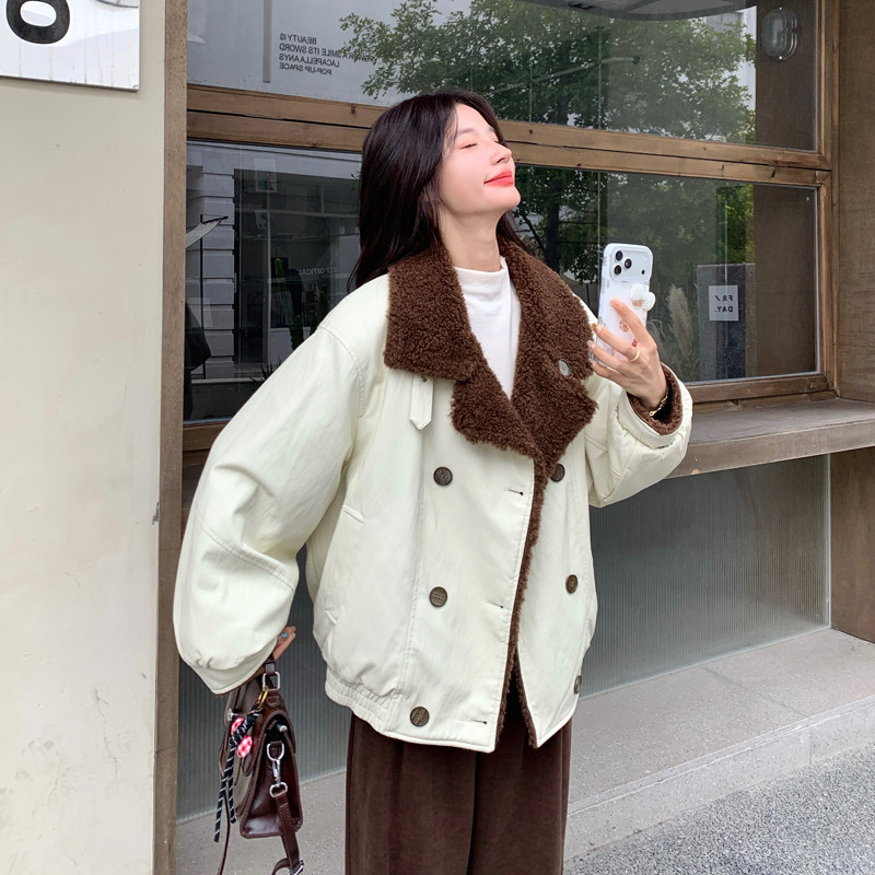 【现货】蛋白皮两面穿皮毛一体外套P225-K328,女装棉衣/棉服,浙宝128A