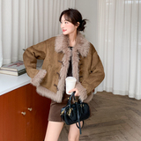 【】短款皮毛一体外套P195-K288，女装短外套，浙宝128A