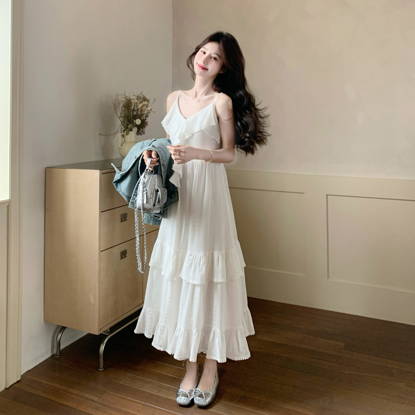 【现货】主推白色吊带连衣裙P155-K248,女装连衣裙,浙宝128A