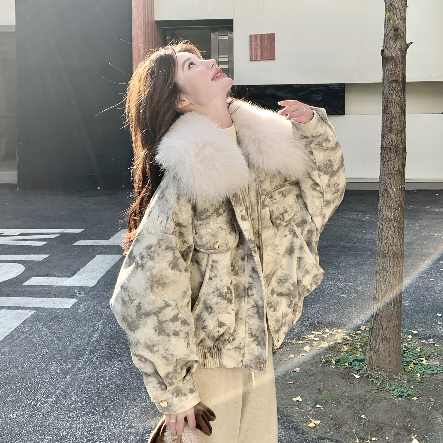 【现货】数据好大毛领白鸭绒羽绒服P295-K428，女装羽绒服，浙宝128A