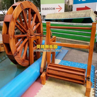 水轮车 幼儿园进口木手摇水车大型木制玩具户外水池手摇水车脚踏式