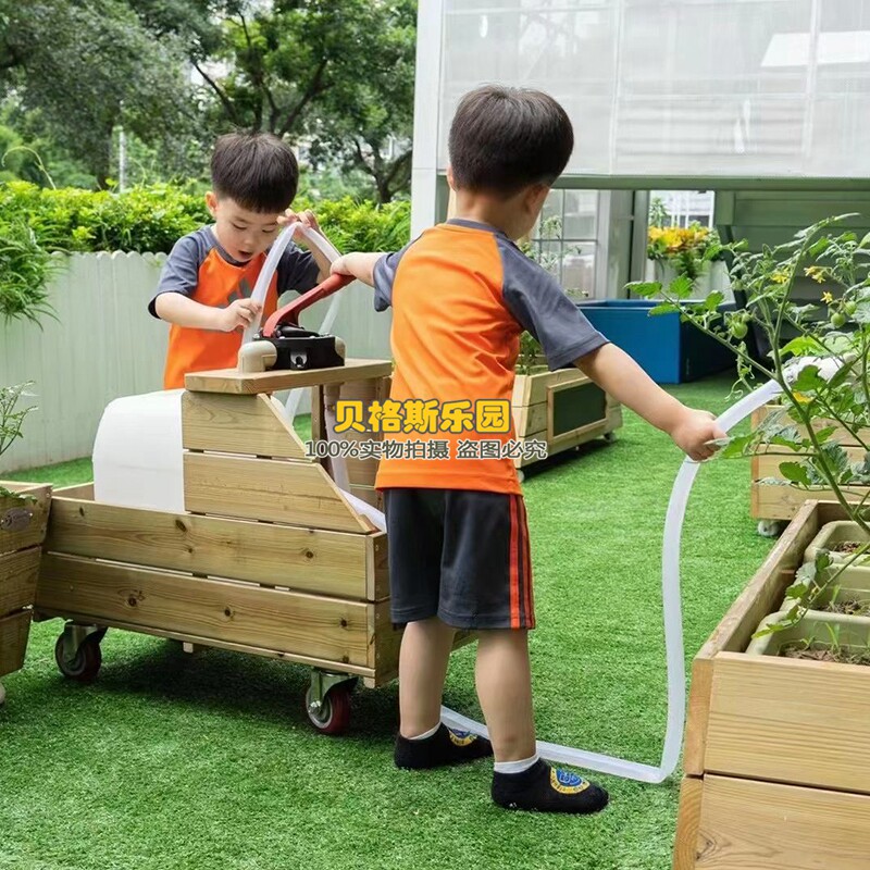 推车木制玩具车浇花车水泵车