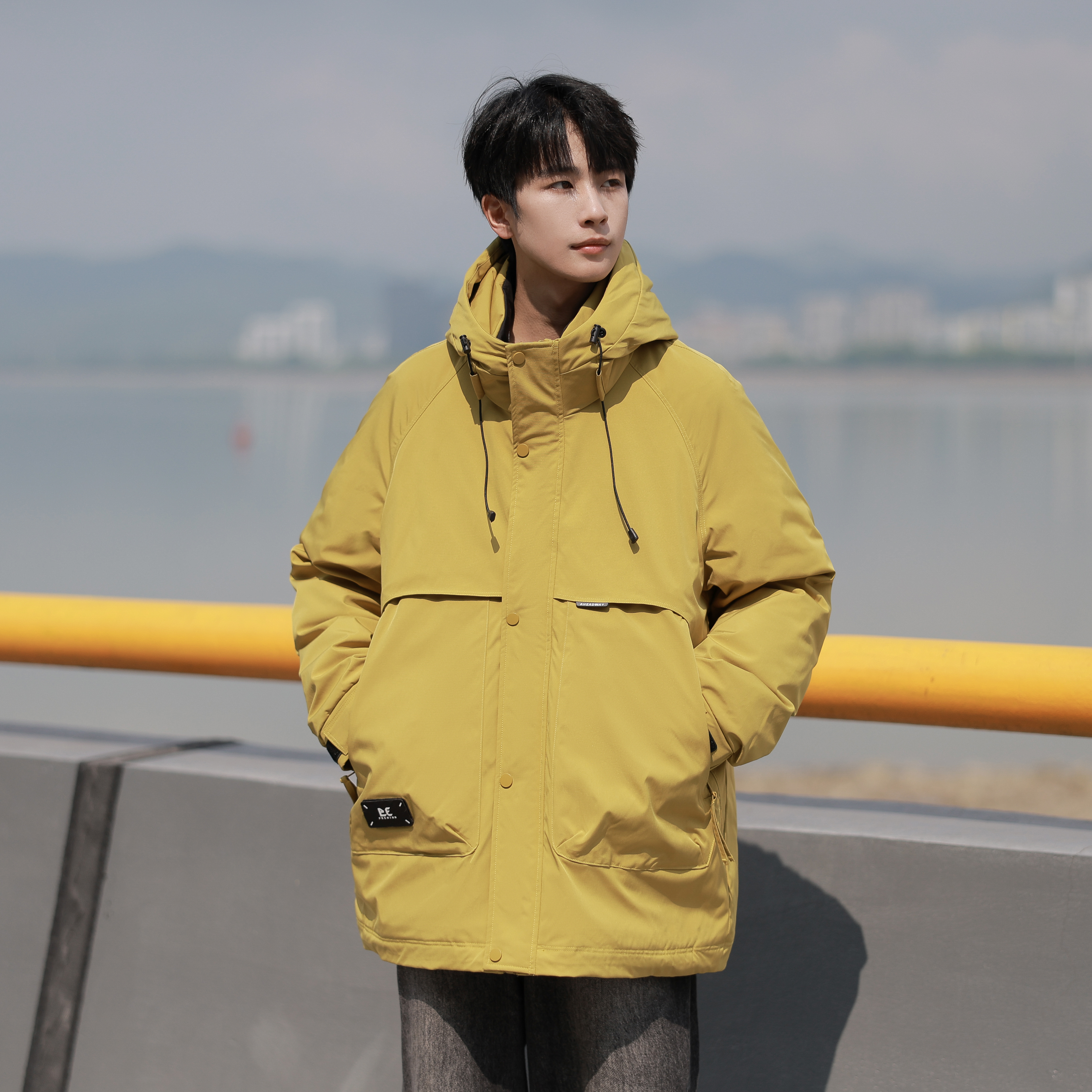 真正羽绒90绒带绳连帽厚款羽绒服LMY35128G-清仓P248可谈，男装羽绒服，电商A306