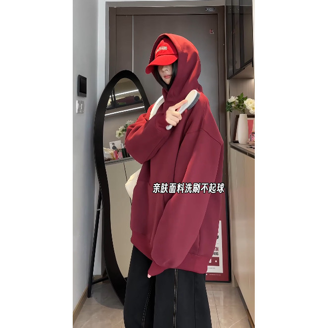 直播品质25年春秋季纯色重磅420克重连帽卫衣A306-W88-P55,女装卫衣/绒衫,电商A306