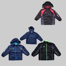 精品潮牌外贸男童夹克加绒拉链衫运动上衣大童外套戴帽宽松版格子
