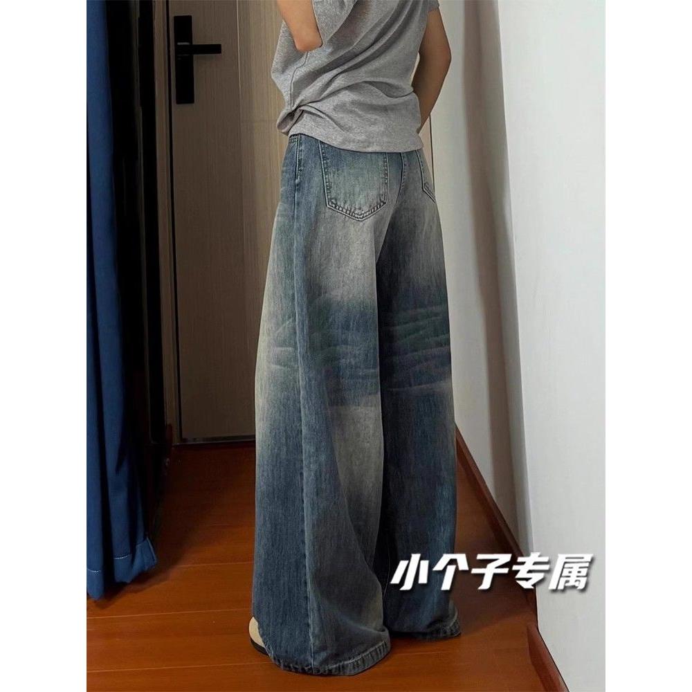 小个子复古直筒牛仔裤女款夏季薄款裤子宽松bf慵懒阔腿休闲裤