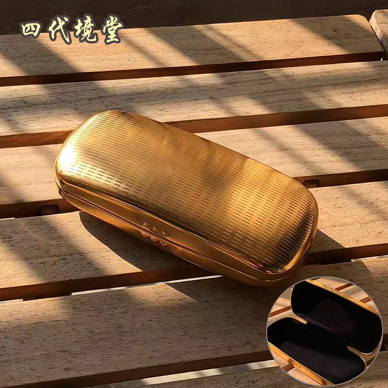 土豪金外单铝制轻太阳眼镜盒子大号便携男女防压墨镜车载收纳硬盒