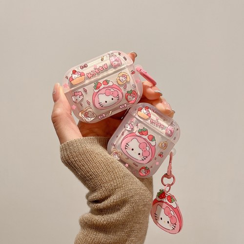 草莓凯蒂猫适用Baseus倍思E3耳机套M2透明W04软WM05真无线蓝牙WM02保护壳M2/W04+/storm3无线耳机套wo4/3