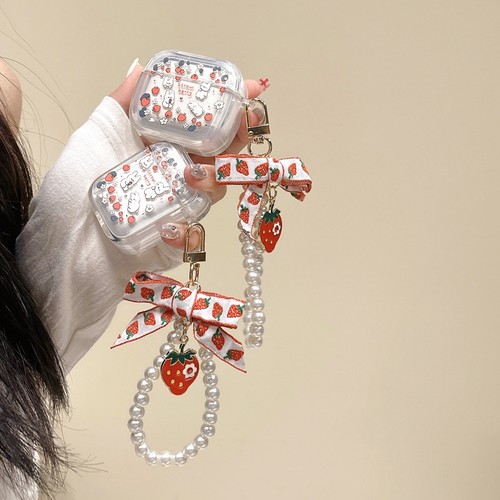 可爱草莓兔子适用Baseus倍思E3耳机套M2透明W04软WM05真无线蓝牙WM02保护壳M2/W04+/storm3无线耳机套wo4/3