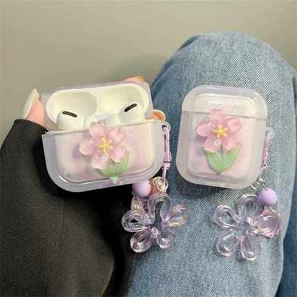 夏日紫色小花适用华为耳机保护壳FreeBudsPro3保护套freebuds4e蓝牙耳机盒5i/4i/3无线pro2硅胶软freebudsSE2
