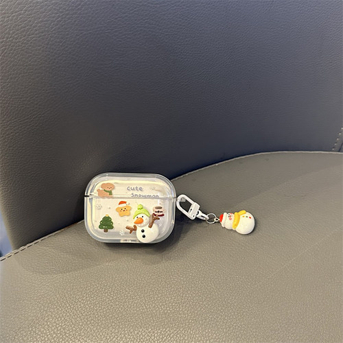 立体小雪人 适用Baseus倍思E3耳机套M2透明W04软WM05真无线蓝牙WM02保护壳M2/W04+/storm3无线耳机套wo4/3