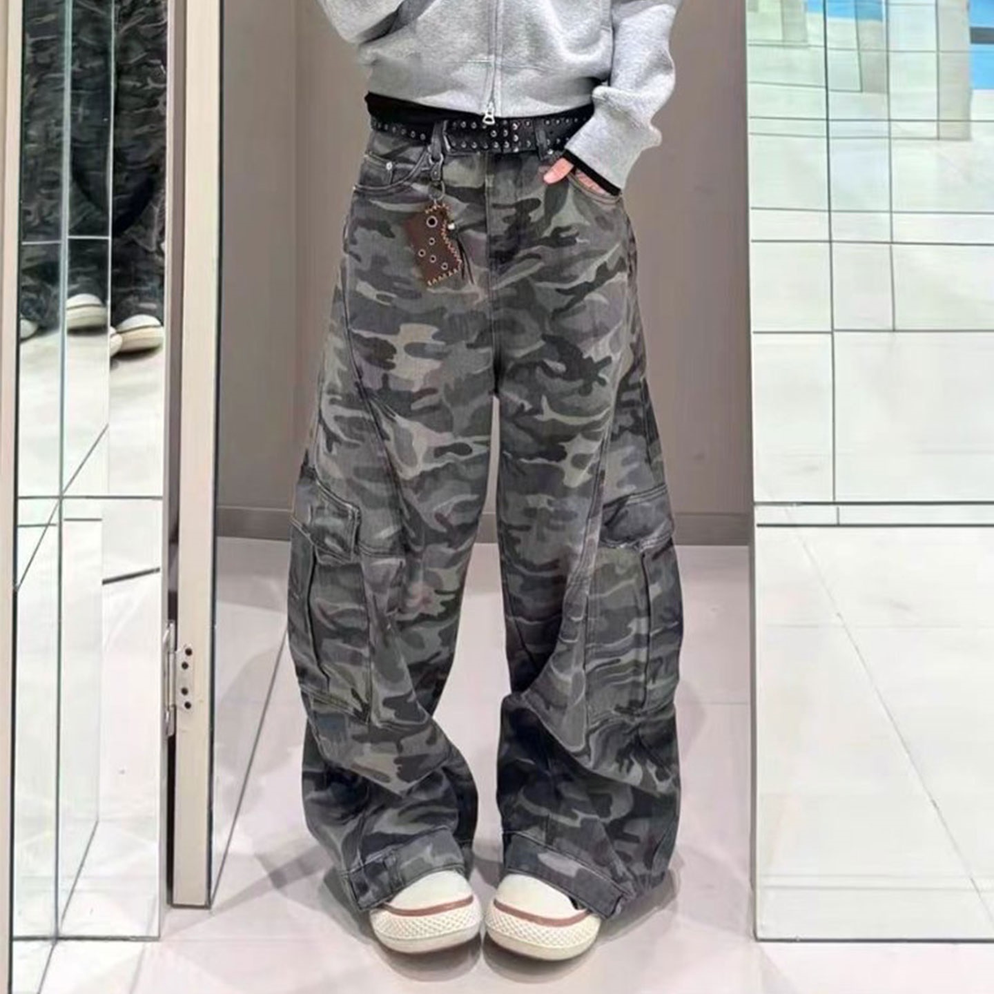 童装女童男童迷彩工装裤牛仔裤