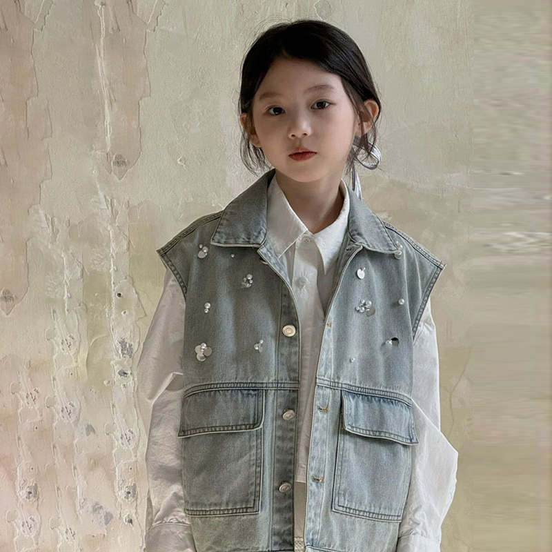 女童牛仔马甲儿童外套春夏装2025新款中大童韩版开衫女孩外穿坎肩